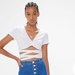 Urban Outfitters white tie wrap around shirt